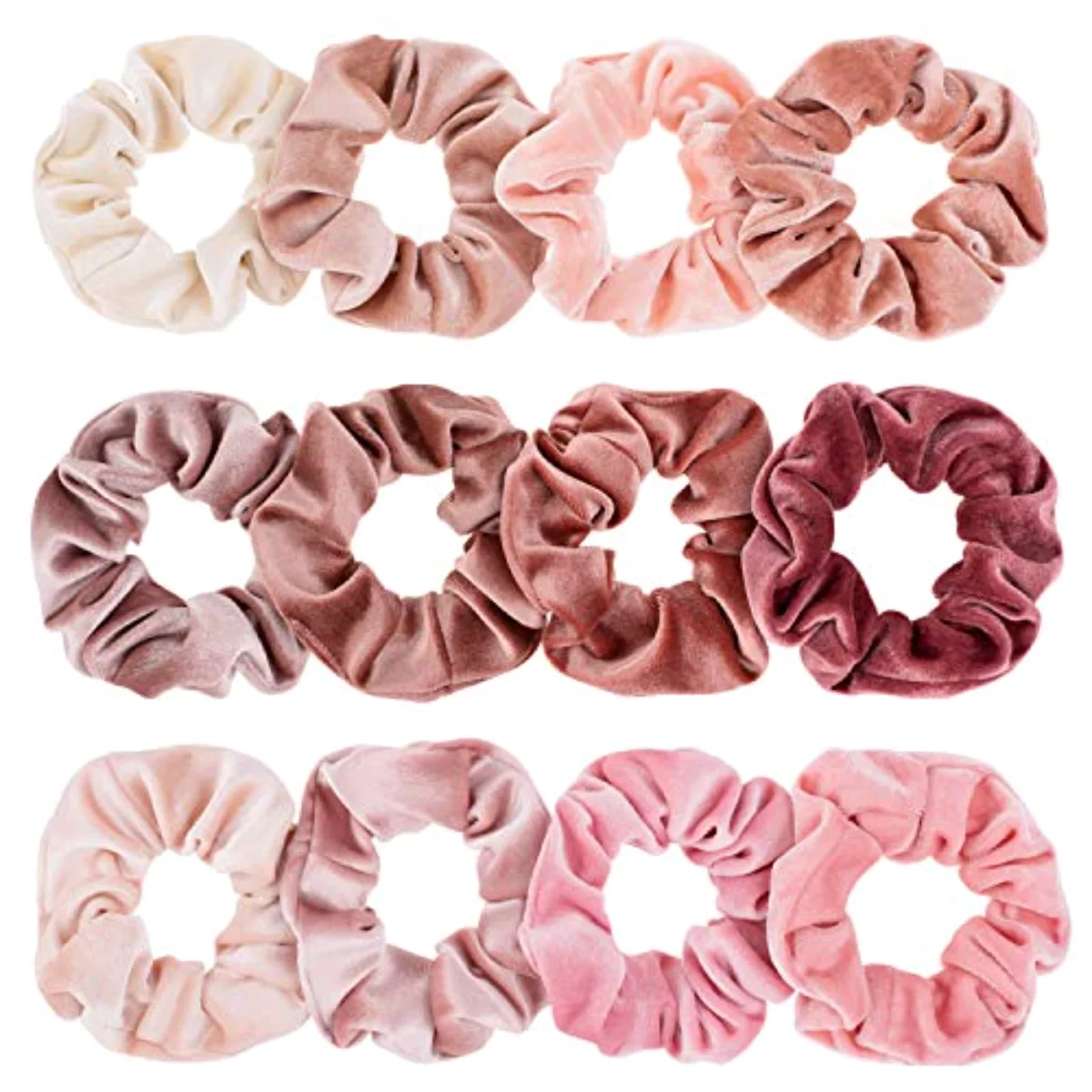 12Pcs Blush Theme Scrunchies Velvet Elastics for Women Pink Bobbles Soft