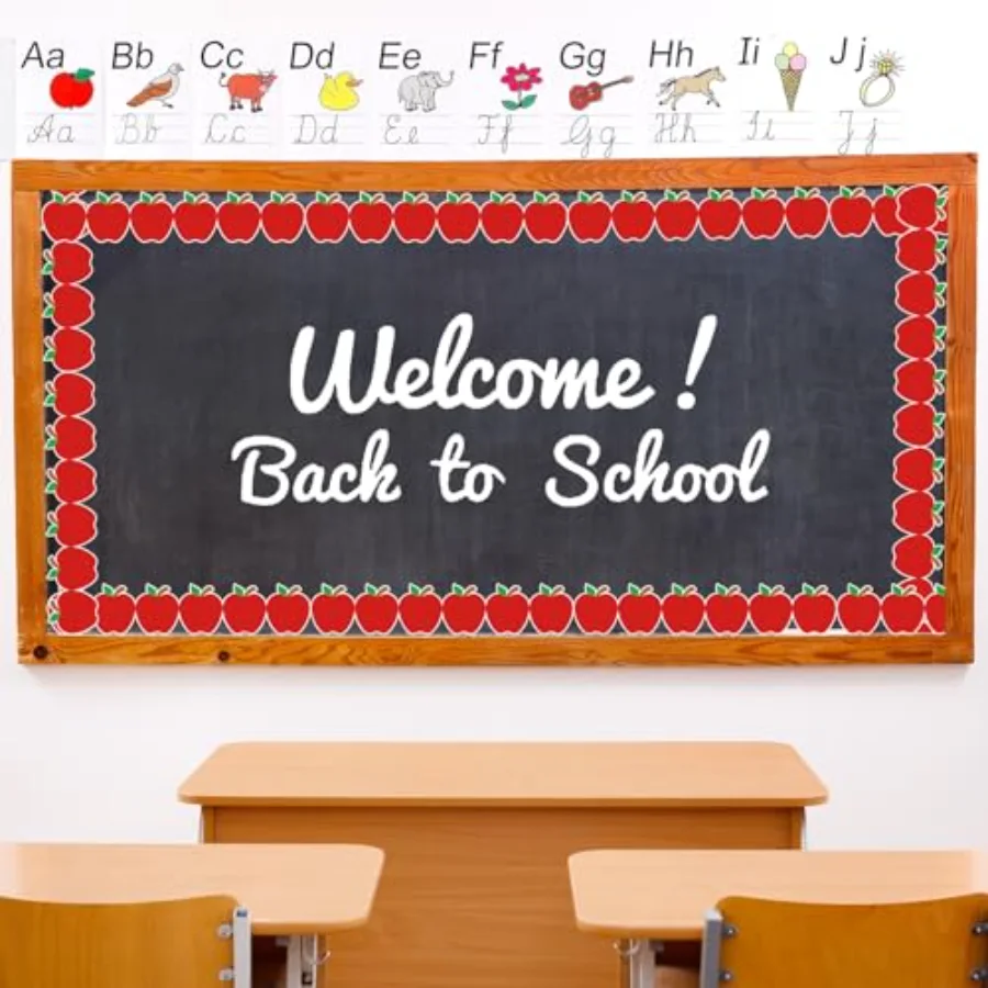 65.6 Ft Back to School Bulletin Board Border Apples Trim Border Non-Stick, view 4