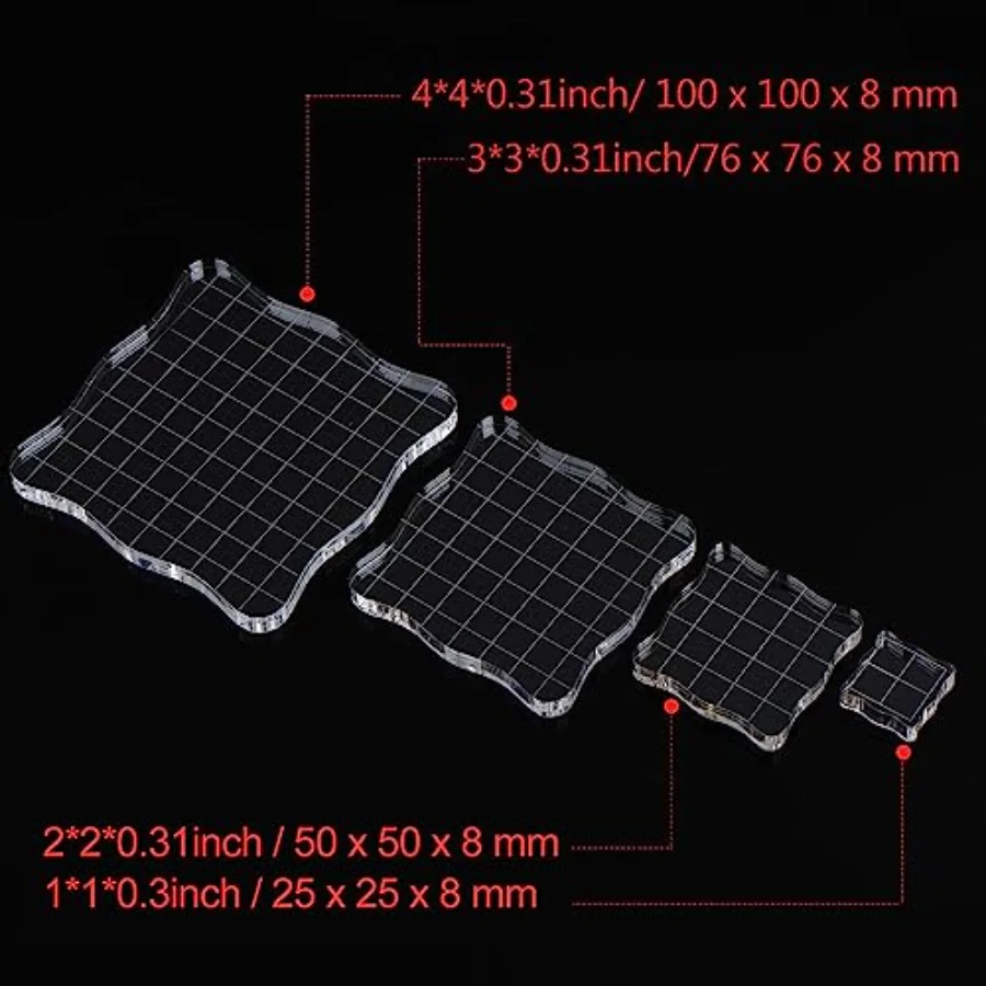 4 Pieces Stamp Blocks with Grid and Grip, view 3