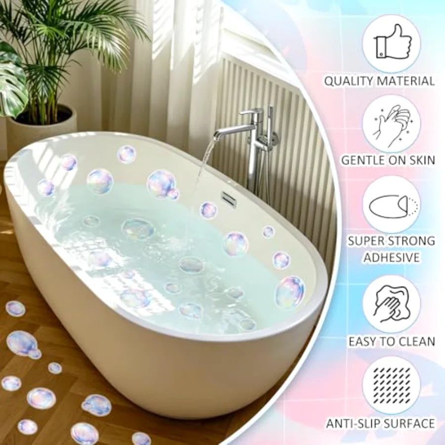 30 Pcs Bubble Non Slip Bathtub Stickers Under The Sea Colorful Bubble Anti, view 4
