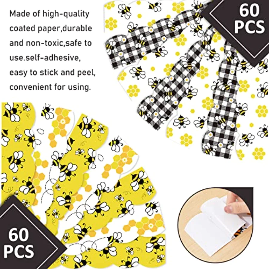69Ft Bee Bulletin Board Borders Black Yellow (VZRG), view 3