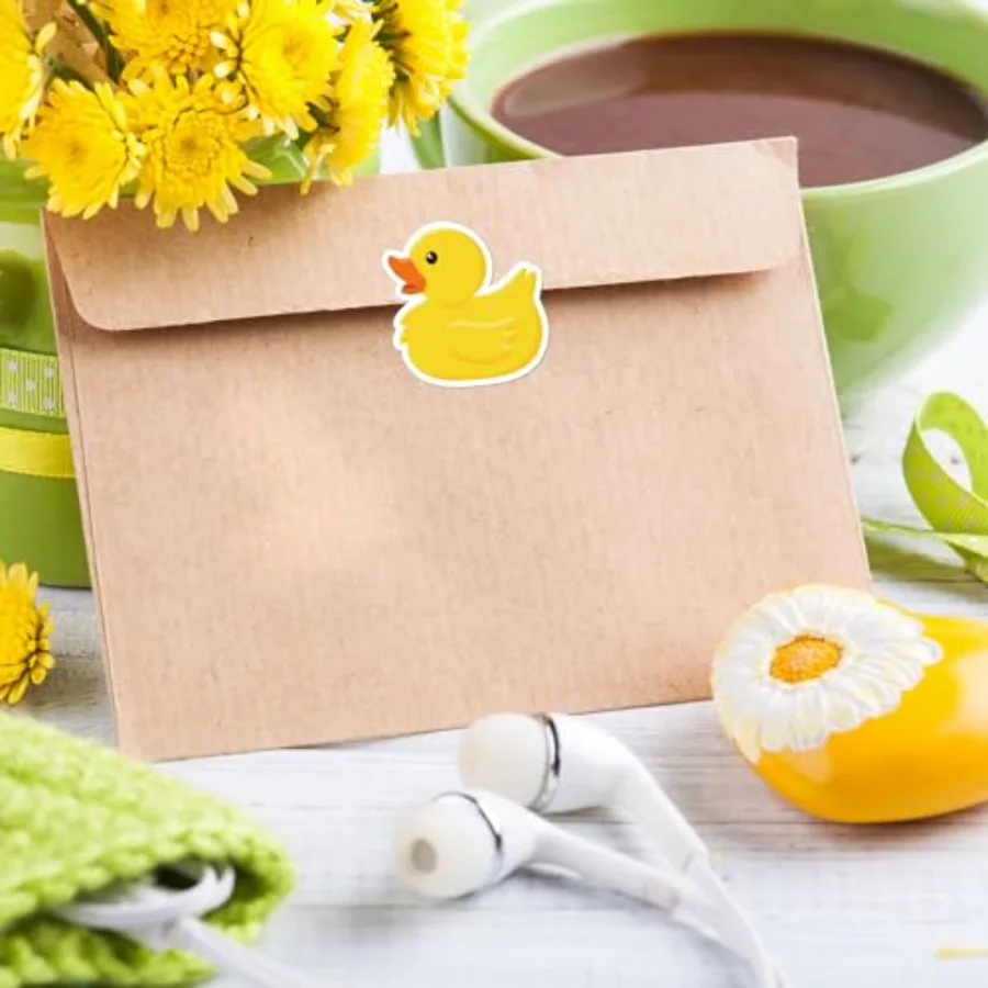 1000Pcs Rubber Duck Roll Stickers Yellow Duck Cute Decorative Label Decals, view 4