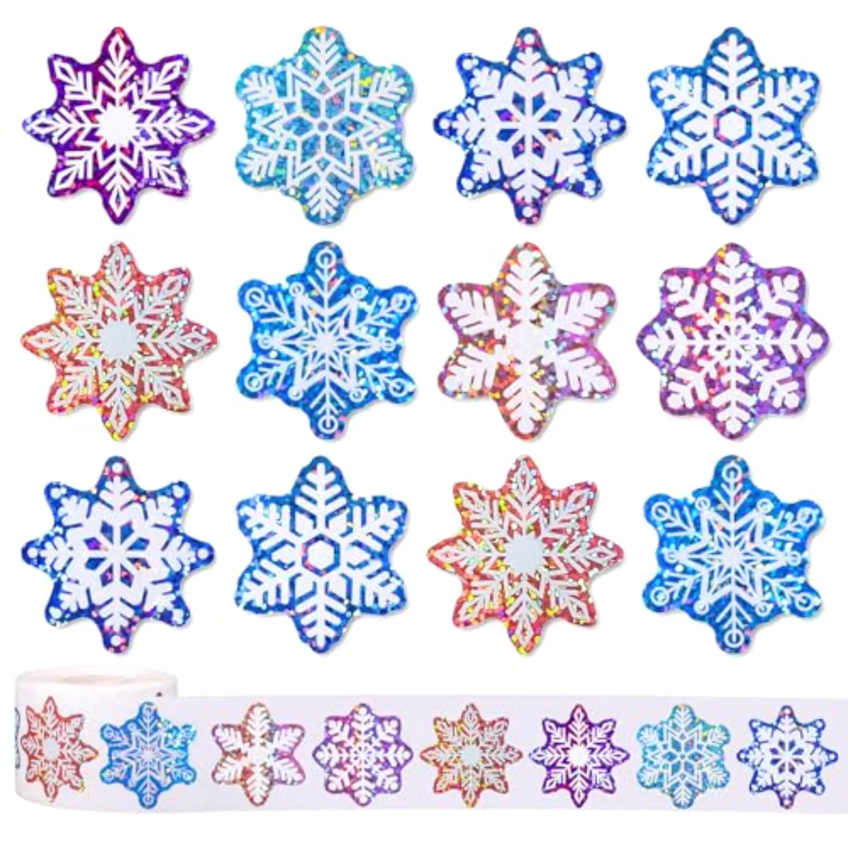 Christmas Winter Stickers Roll Holographic Seal Stickers Blue Purple