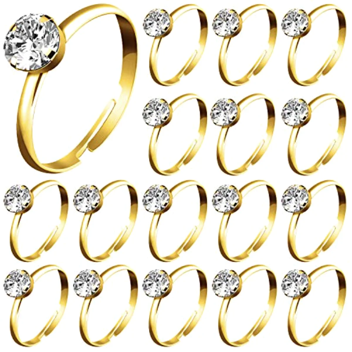 72Pcs Gold Bridal Shower Diamond Rings