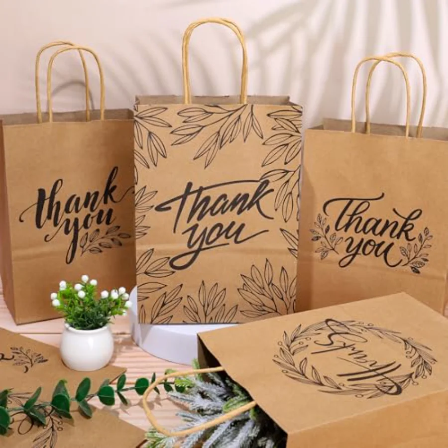 16 Pcs Teacher Appreciation Bulk Thank You Party Bags Kraft Paper Gift Bag, view 3