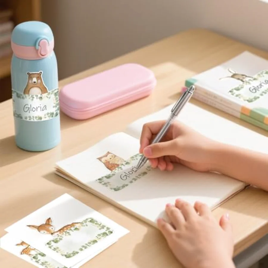 54 Pcs Woodland Animal Name Tag Stickers Back to School Jungle Animal Self, view 4