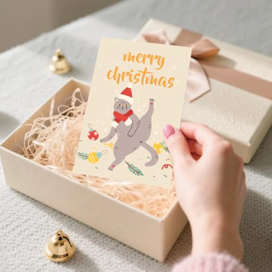36 Pcs Christmas Postcard Colorful Cat Post Card 6 Designs Double-Sided, view 4