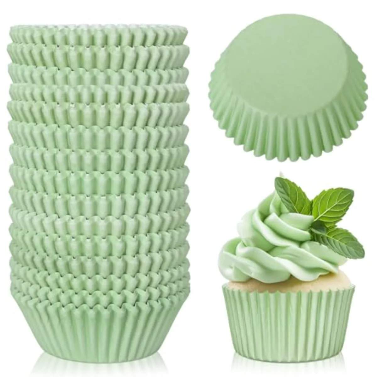 300Pcs Sage Green Cupcake Liners Baby Shower Baking Cups Wedding Cupcake