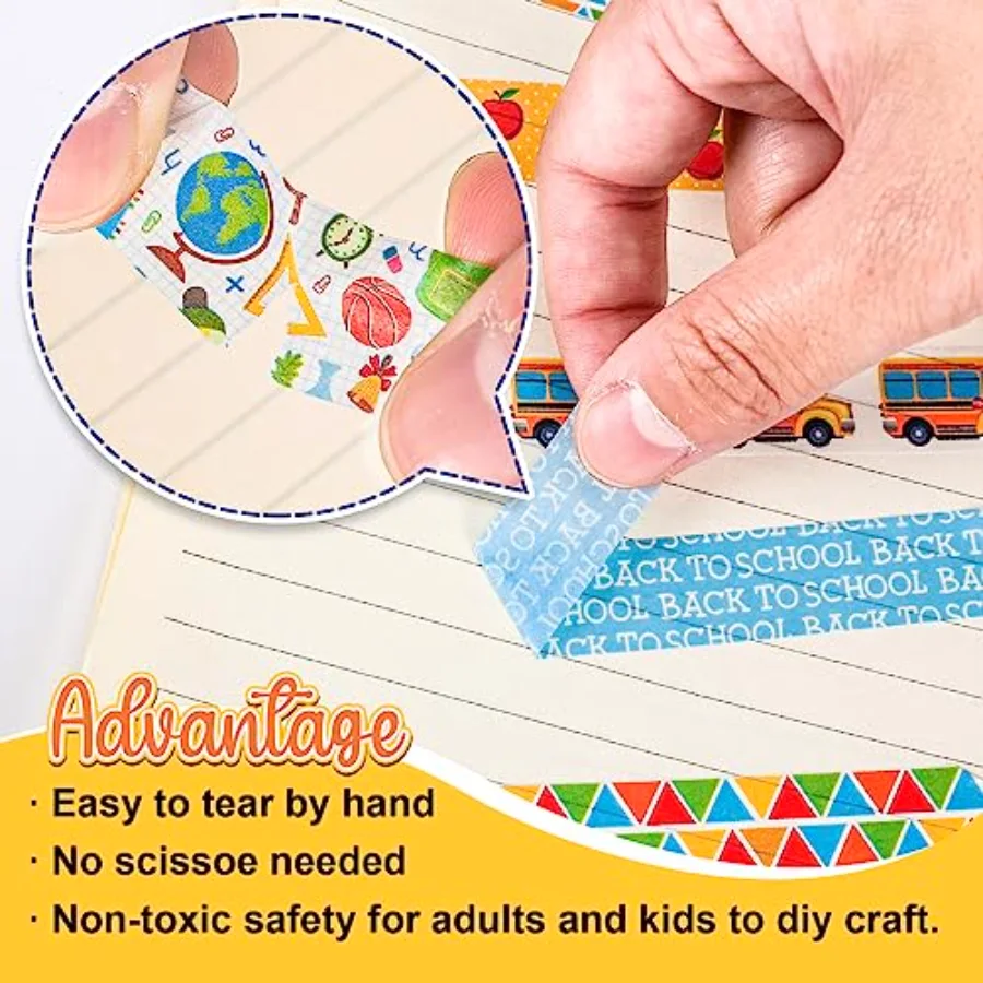 12 Rolls Back to School Washi Tape First Day of School Colorful Washi, view 3