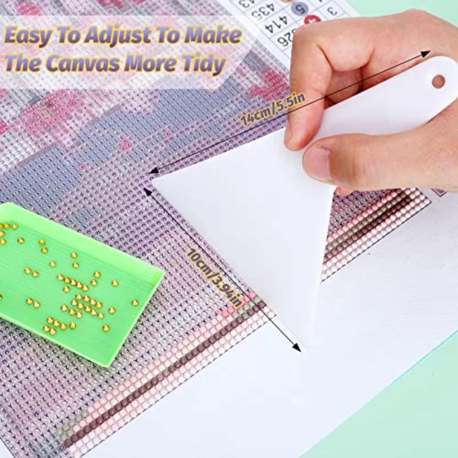 3Pcs Stainless Diamond Pasted Drawing Ruler Steel 5D Drawing Mesh Ruler, view 4