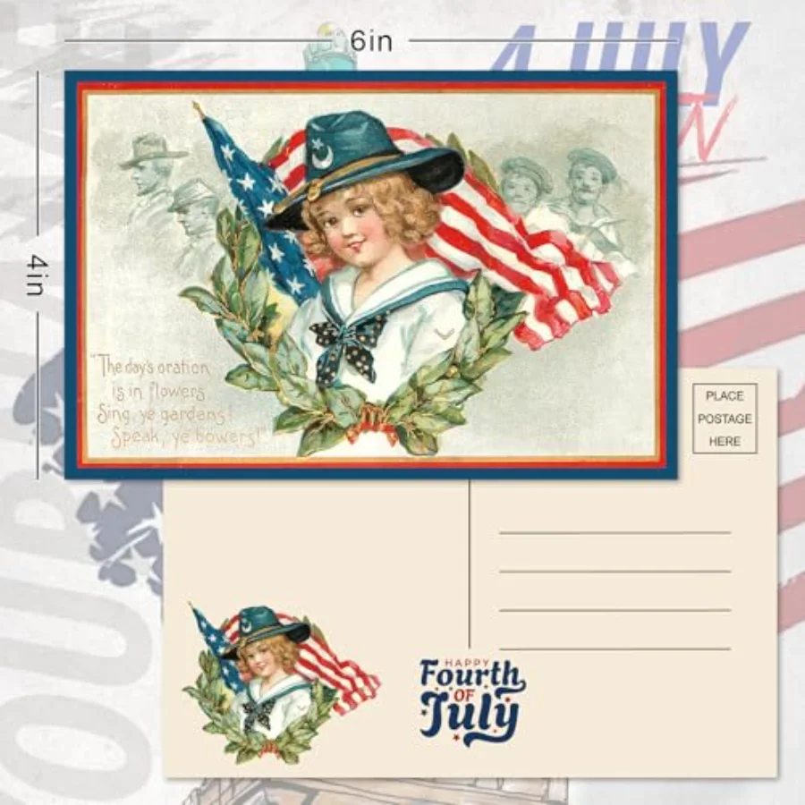 40 Pcs Patriotic Blank Postcards Vintage American Flag Post Cards, view 2