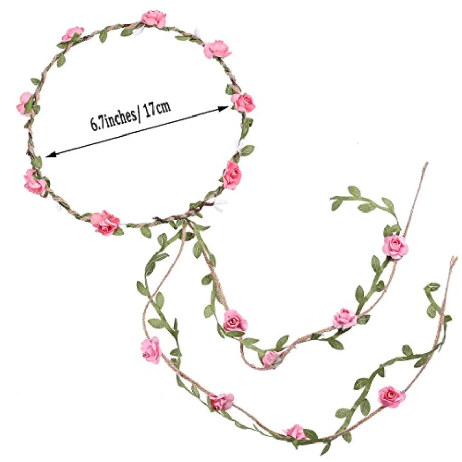 4 Pcs Flower Crown Floral Wreath Headband Floral Garland Headbands, view 2
