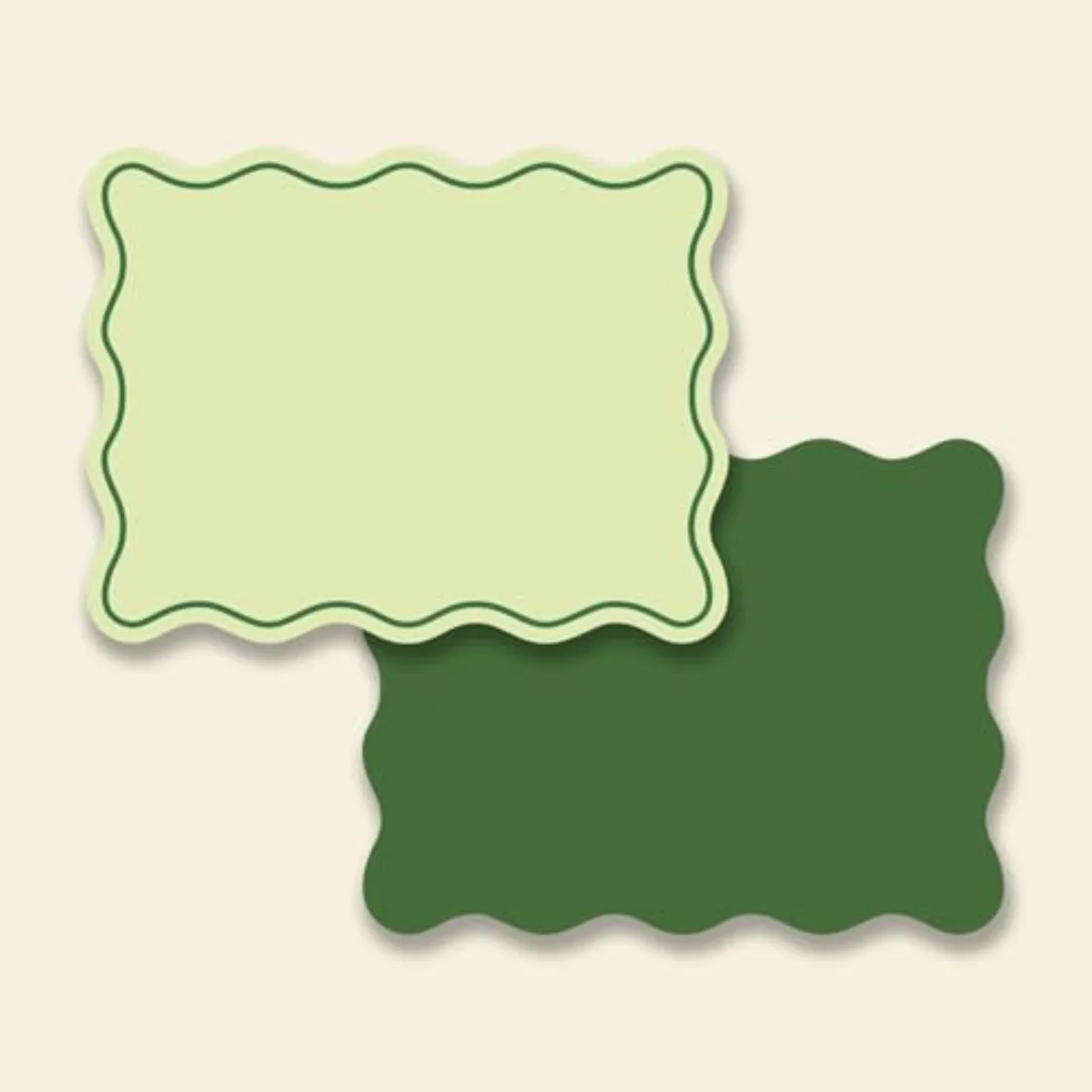 24Pcs Flat Blank Notes with Envelopes Stickers Sage Green Wavy Border