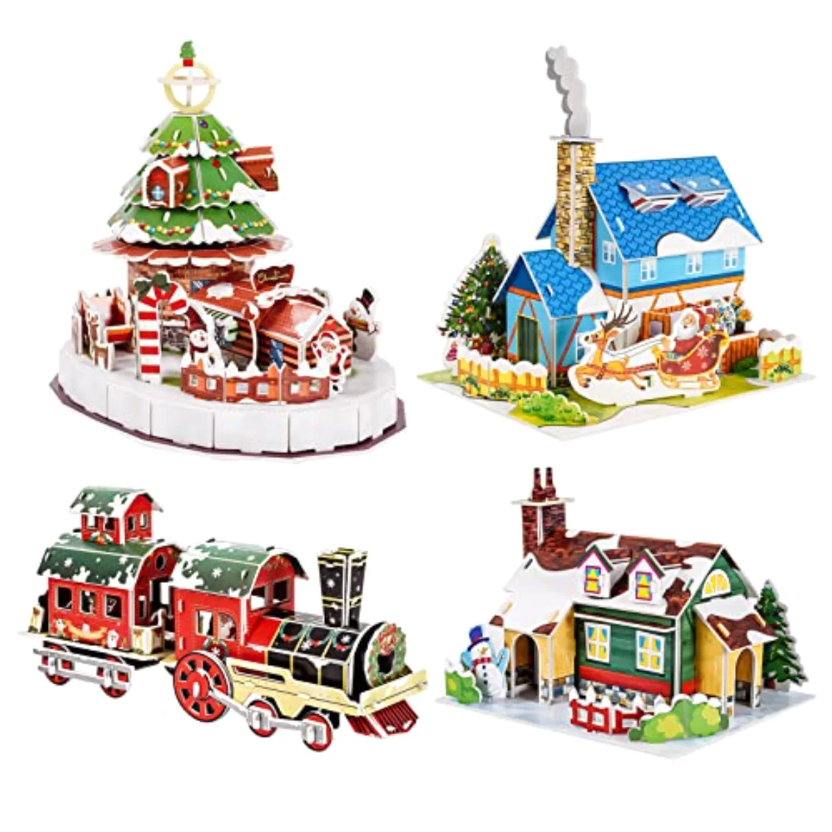 Christmas Puzzle Toy Set 3D Cute Jigsaw Paper Model Winter Simple Puzzle