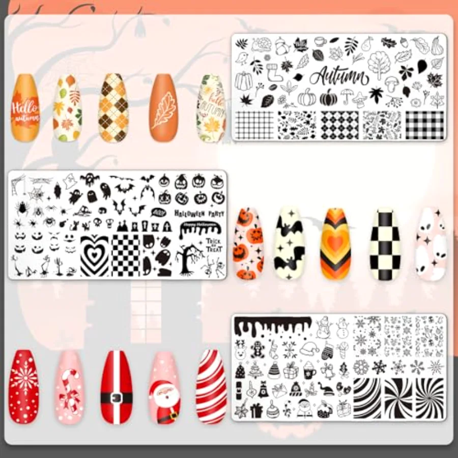 6 Pcs All Holiday Nail Art Plates, view 3