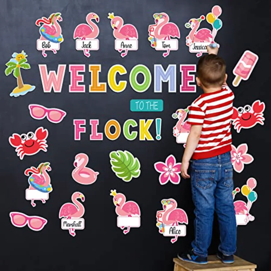 59Pcs Flamingo Bulletin Board Decor Tropical Pink Flamingo Classroom Decor, view 4