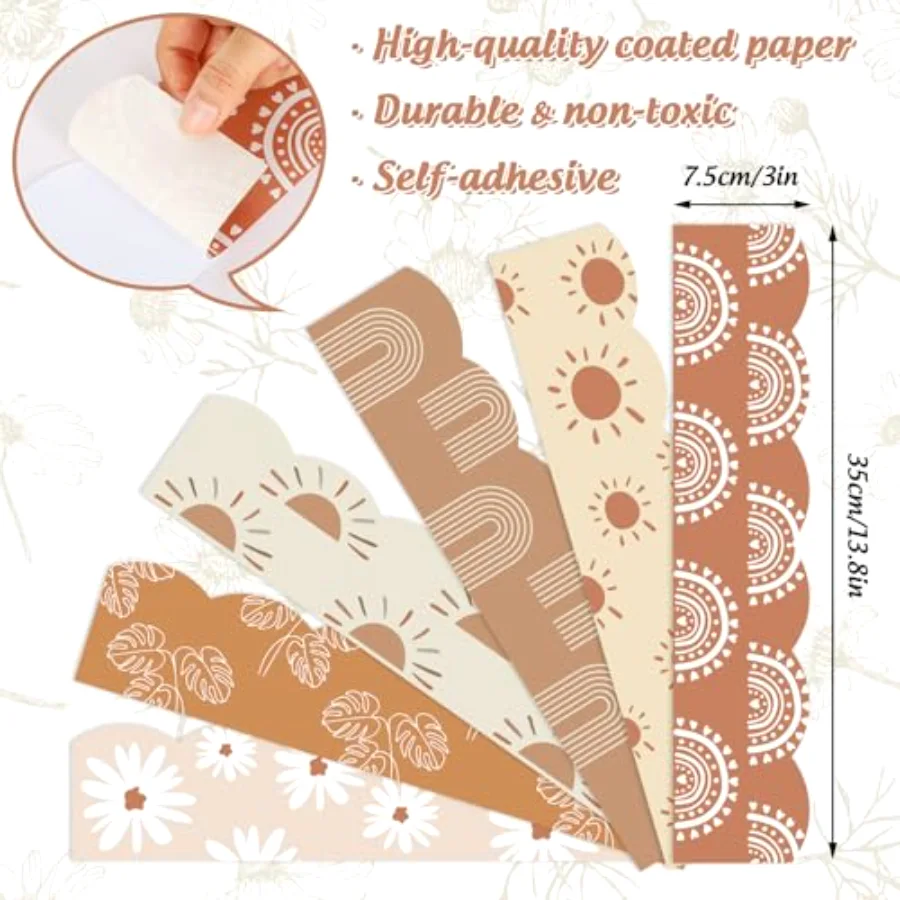 82Ft Modern Boho Bulletin Board Borders 6 Designs 72 Pcs Self-Adhesive, view 2
