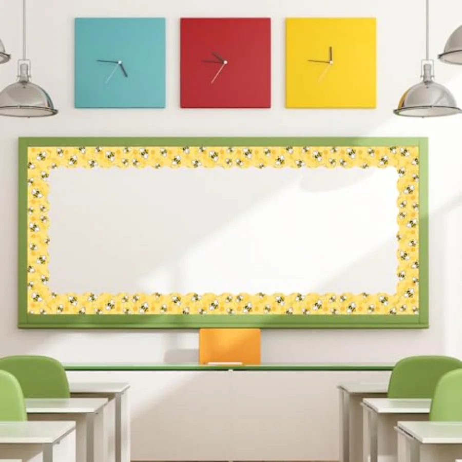 32.8 Ft Summer Bulletin Board Border Yellow Bee Honeycomb Scalloped Die, view 4