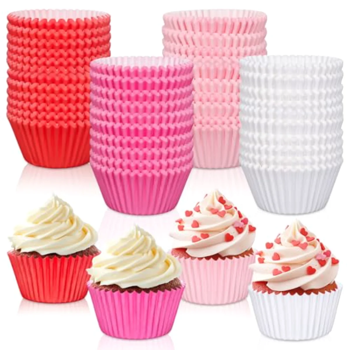 600Pcs Valentine's Day Cupcake Liners Assorted Colors Baking Cup Red Pink