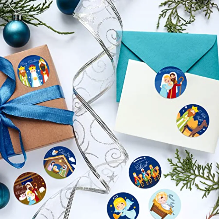 1000Pcs Christmas Stickers 1.5Inch Jesus Sticker Nativity Round Stickers, view 3