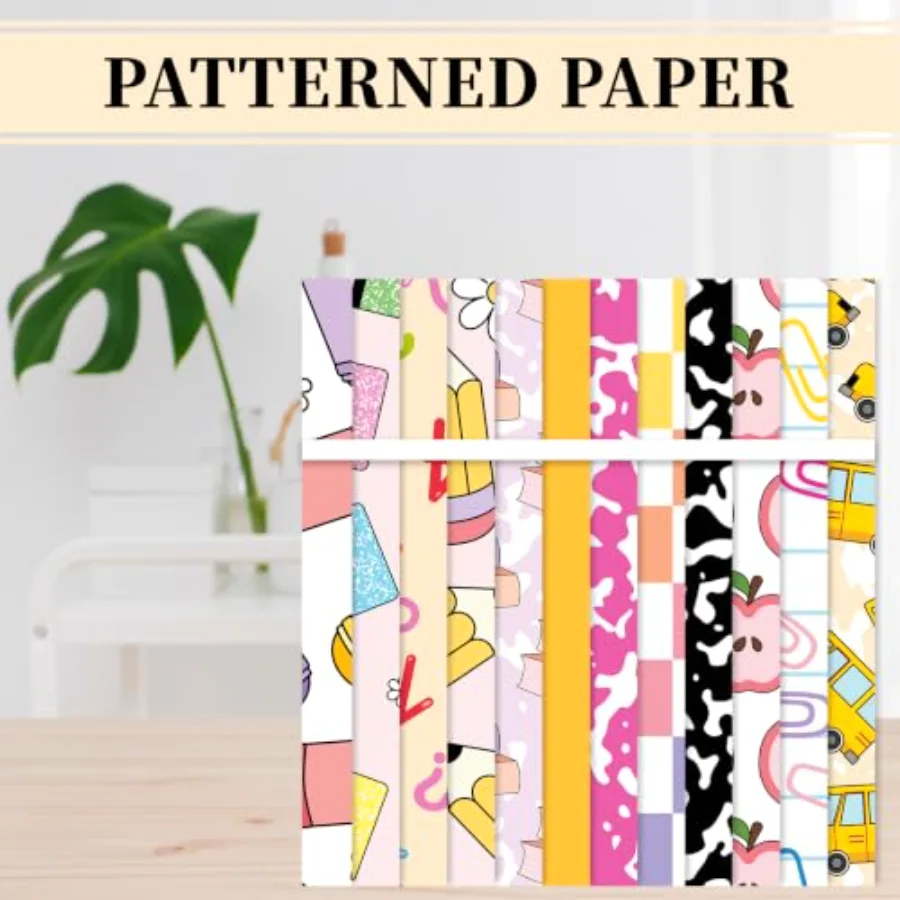 60 Sheets Back to School Pattern Paper Pastel Scrapbook Specialty Paper, view 4