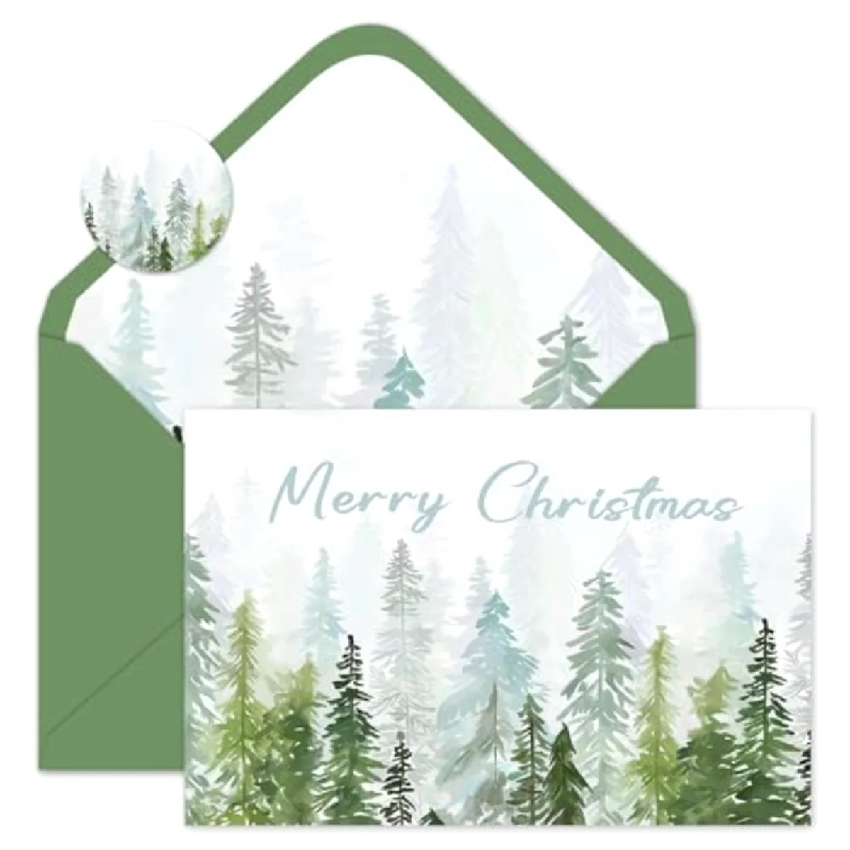 24 Pack Christmas Cards Pine Tree Forest Greeting Cards with Envelopes