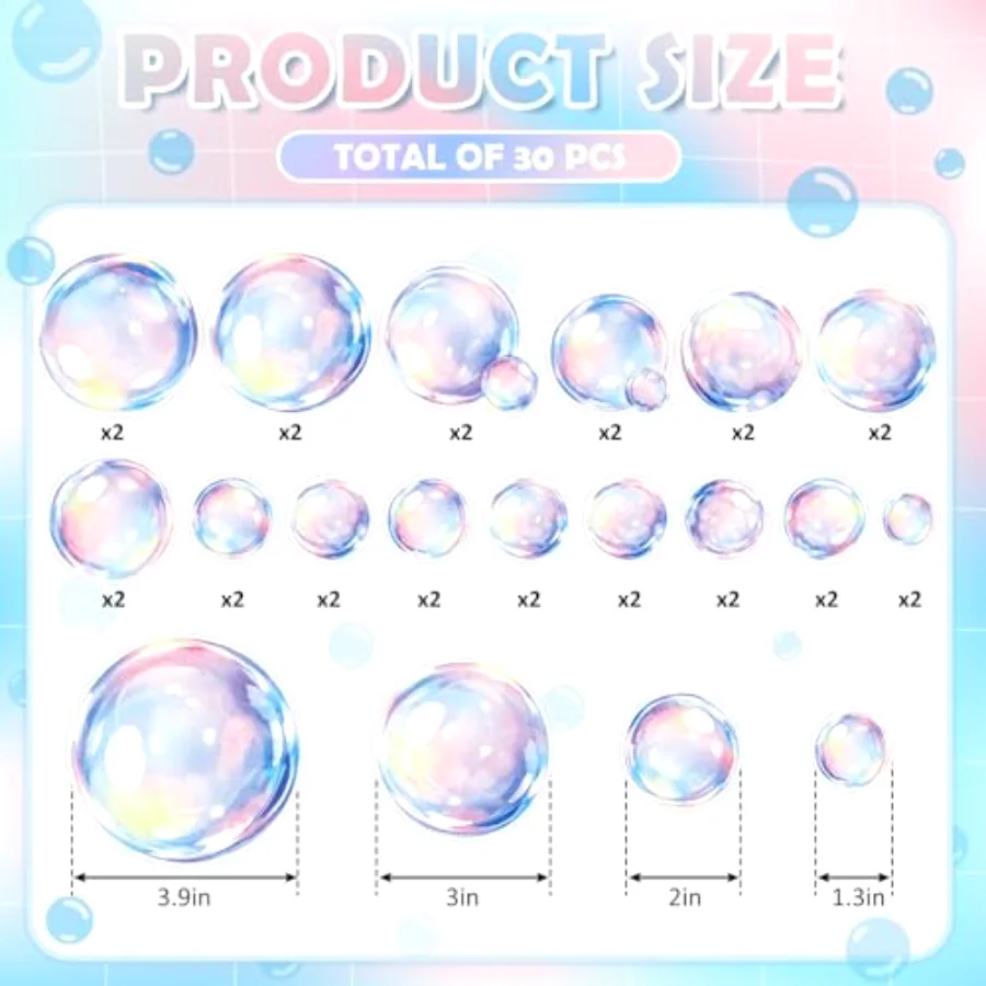 30 Pcs Bubble Non Slip Bathtub Stickers Under The Sea Colorful Bubble Anti, view 2