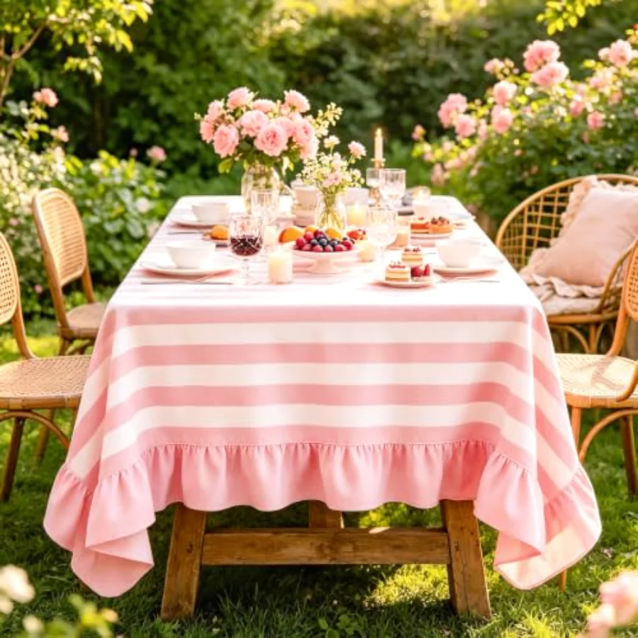 Striped Tablecloth with Ruffle (RHDG), view 2