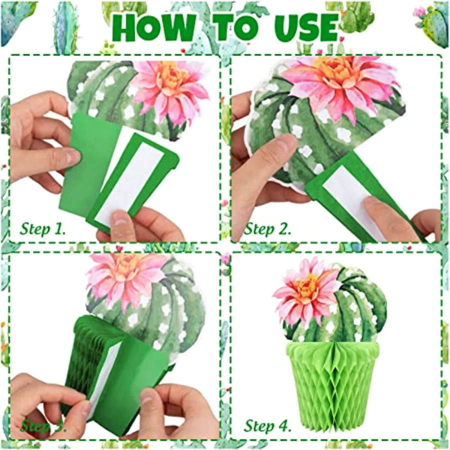 10Pcs Cactus Honeycomb Table Centerpieces Potted Succulent Paper Decor, view 3