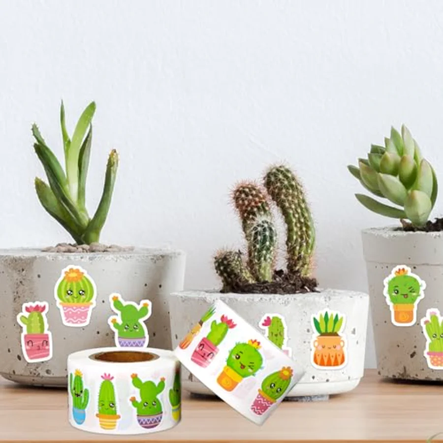 1400Pcs Cactus Paper Stickers 16 Designs Succulent Plant Decals Cute, view 4