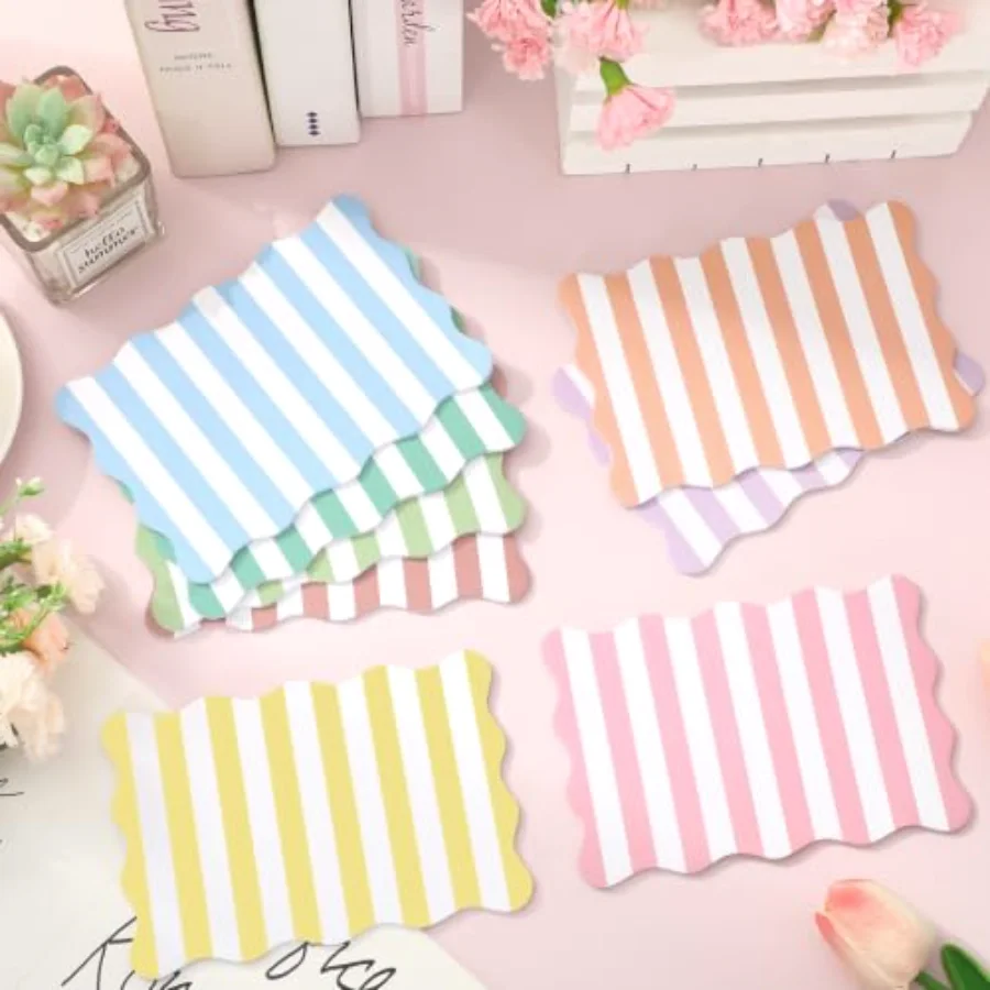 8Pcs Stripe Scalloped Sticky Notes 4 x 6 Inch Candy Color Striped Self, view 4