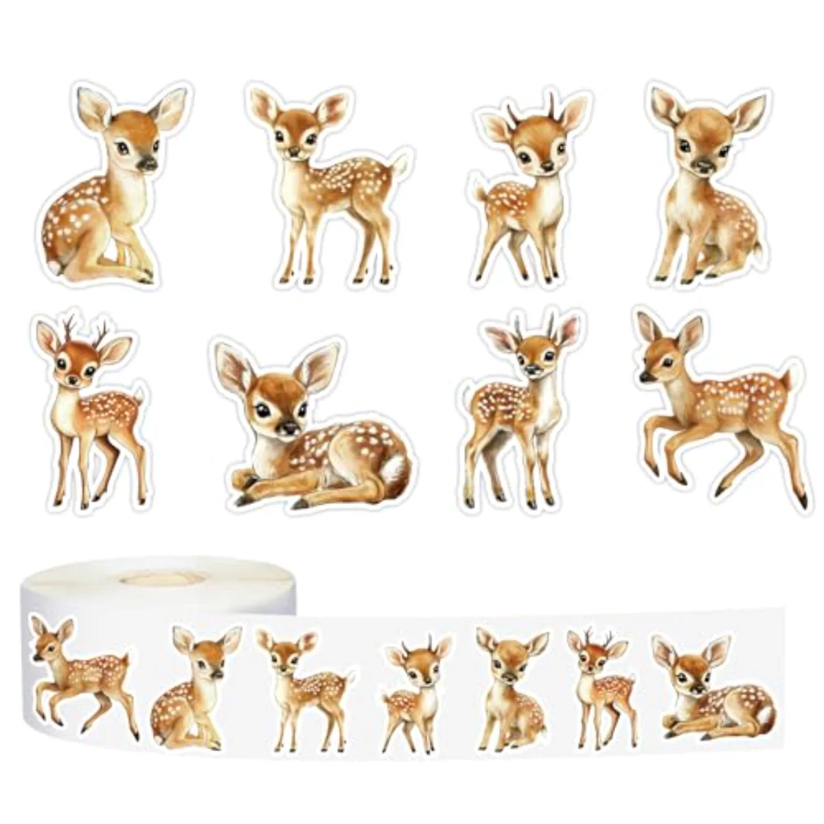 500Pcs Forest Deer Sticker Roll Watercolor Deer Stickers Woodland Animal