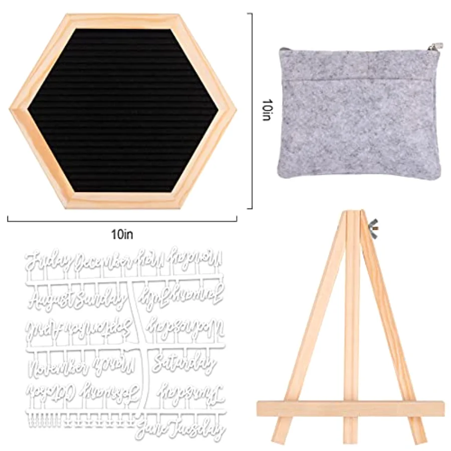 Double Sided Felt Letter Board Kit with 510 Letters Wooden Stand Bag, view 2