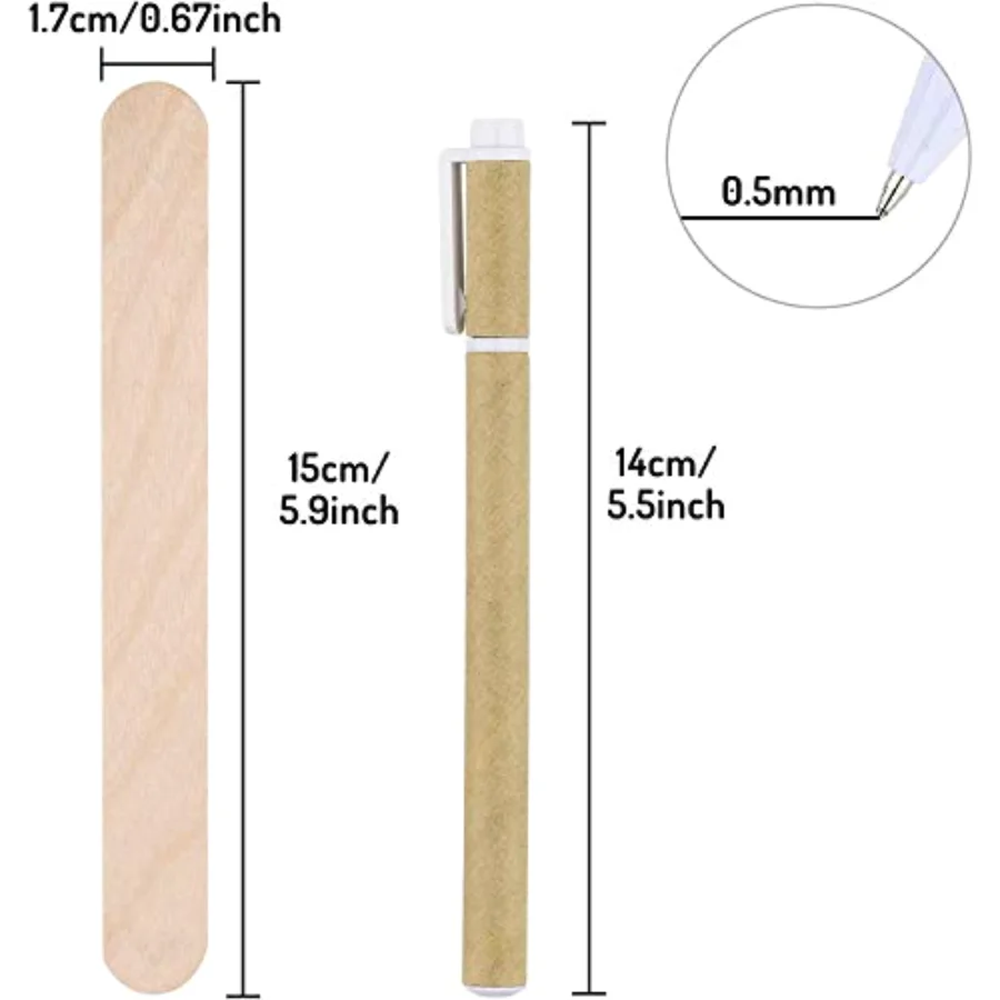 200Pcs Wooden Plant Labels Waterproof Round Head Plant Sign Tags Birch, view 2