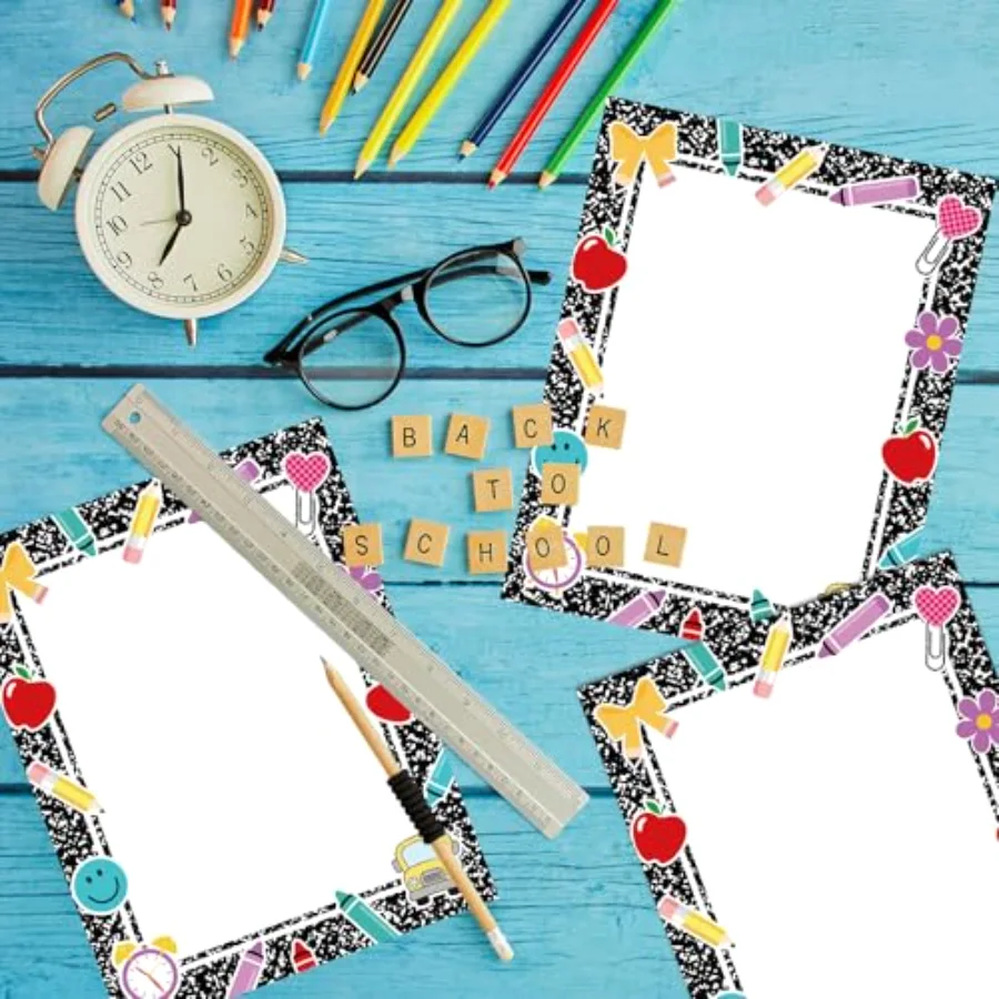 60 Sheet Back to School Stationery Paper Letterhead Black Composition Book, view 4