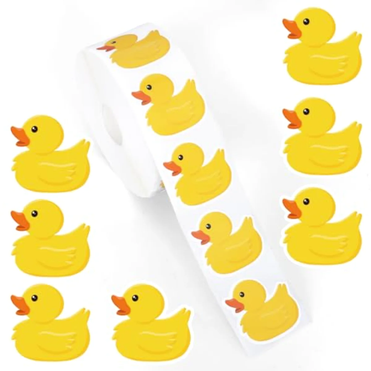 1000Pcs Rubber Duck Roll Stickers Yellow Duck Cute Decorative Label Decals