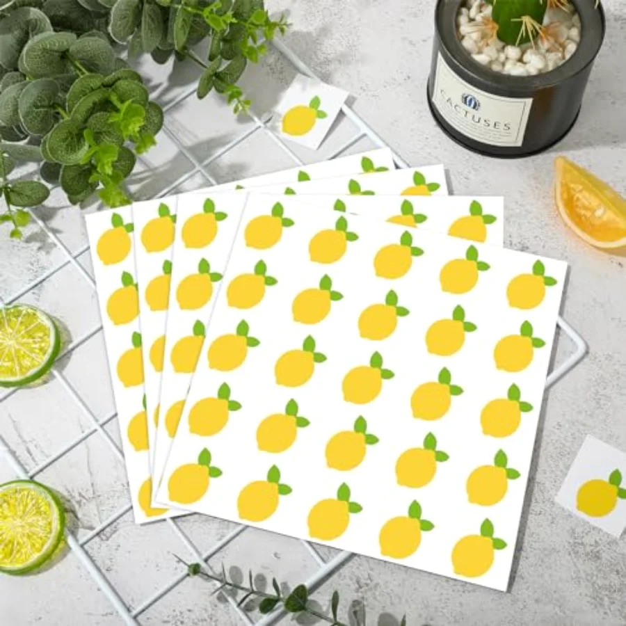 500Pcs Lemon Paper Stickers Yellow Seal Stickers Summer Fruit, view 3