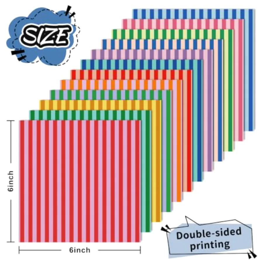 24 Sheets Stripe Boho Pattern Paper Colorful Minimalism Scrapbook, view 2