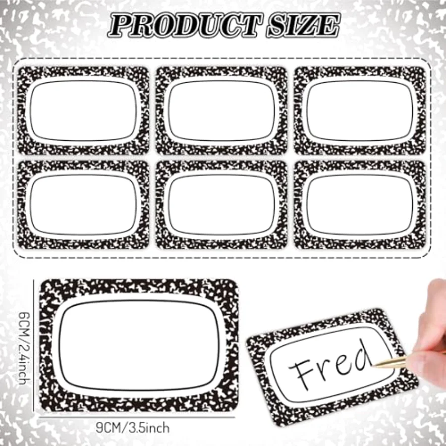 180 Pcs Composition Notebook Name Tag Stickers Self-Adhesive Nameplate, view 2