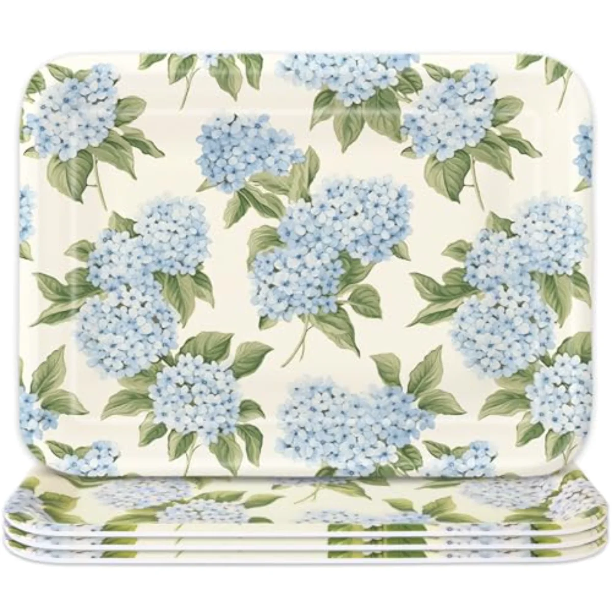 3Pcs Hydrangea Flower Serving Trays Melamine Platter Spring Summer Floral