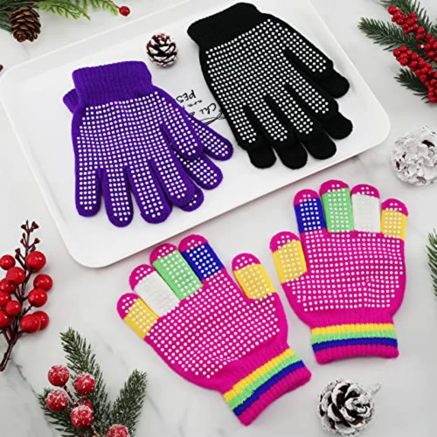 9 Pairs Kids Anti-Skid Magic Gloves Winter Stretchy Warm Knitted Gloves, view 4