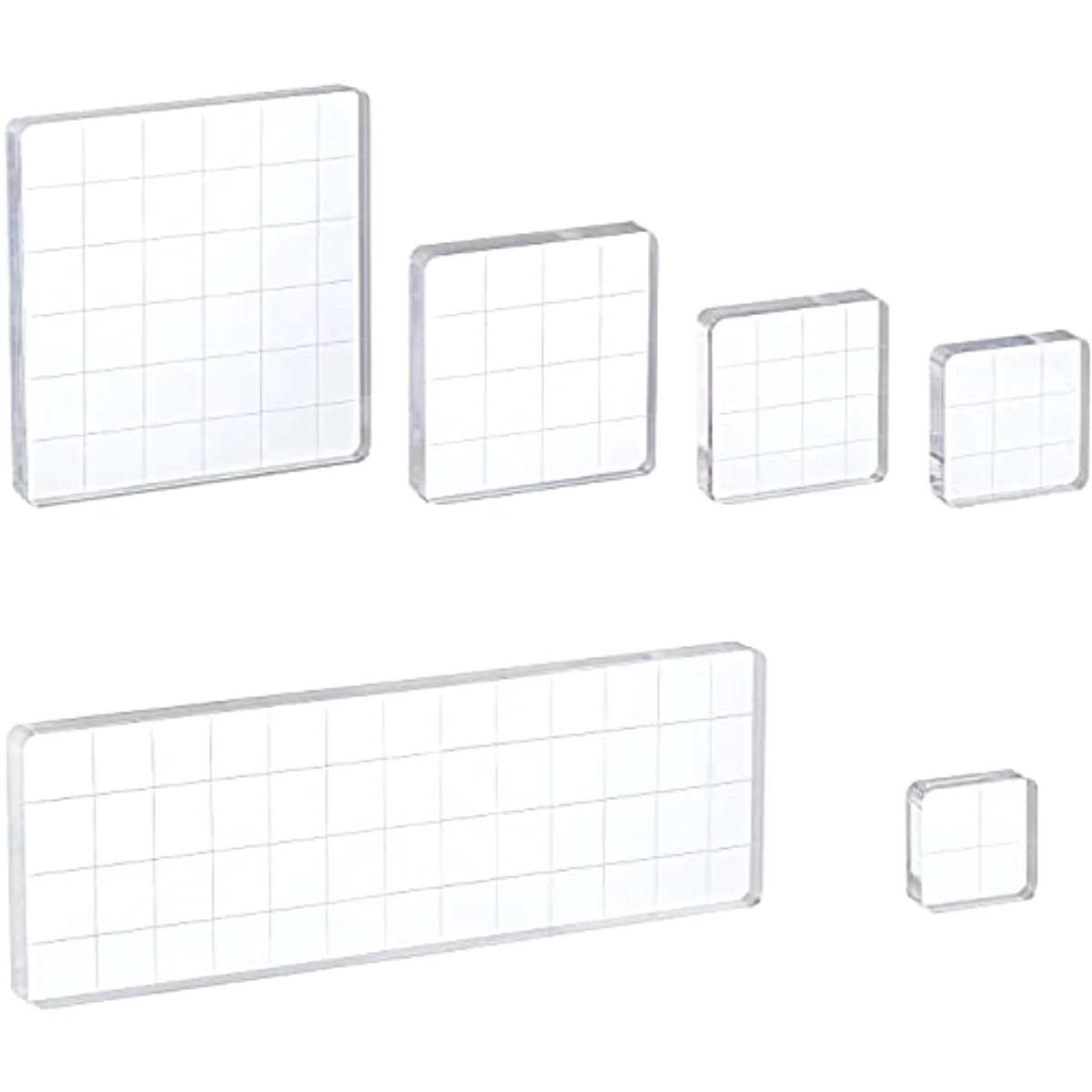 6 Pieces Acrylic Stamp Block Clear Stamping Tools Set with Grid Lines for