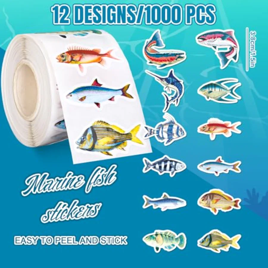 1000 Pcs Realistic Ocean Fish Stickers Under the Sea Creature, view 2