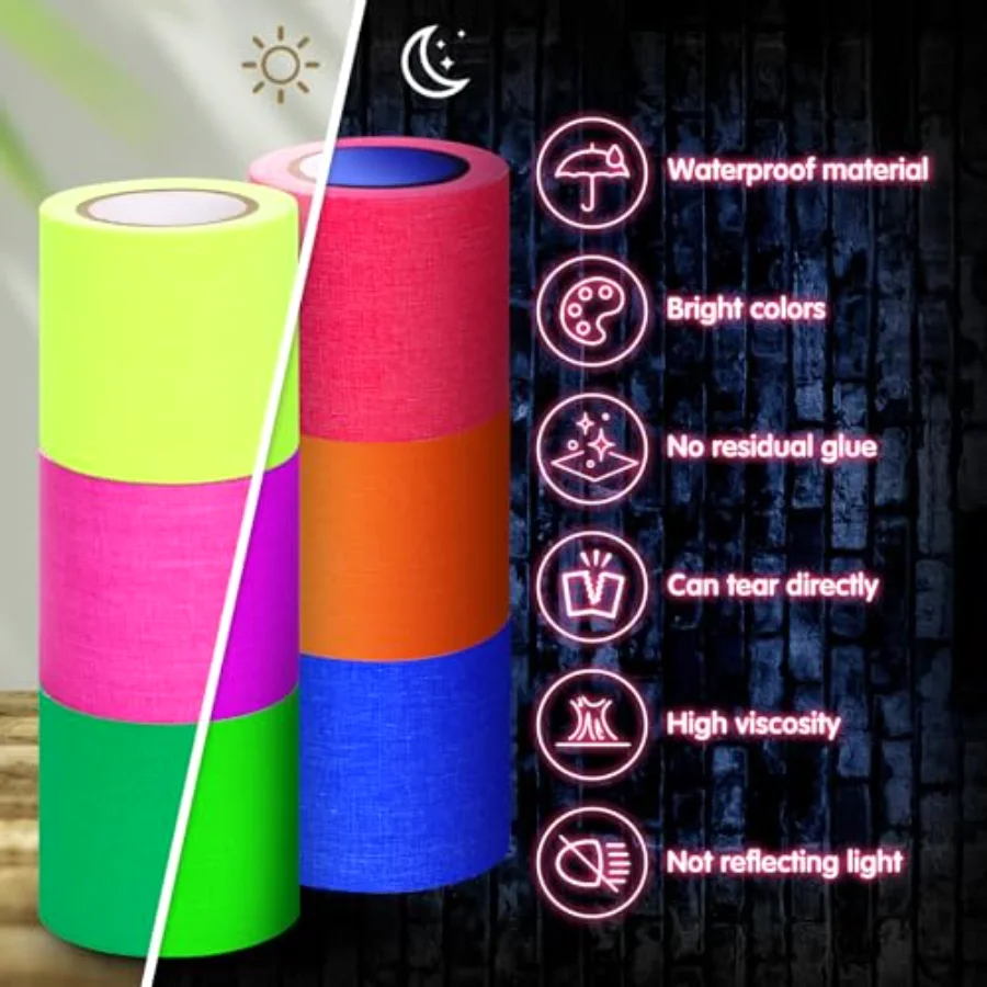 6 Colors Neon Gaffer Cloth Tape Fluorescent (X4Z9), view 3