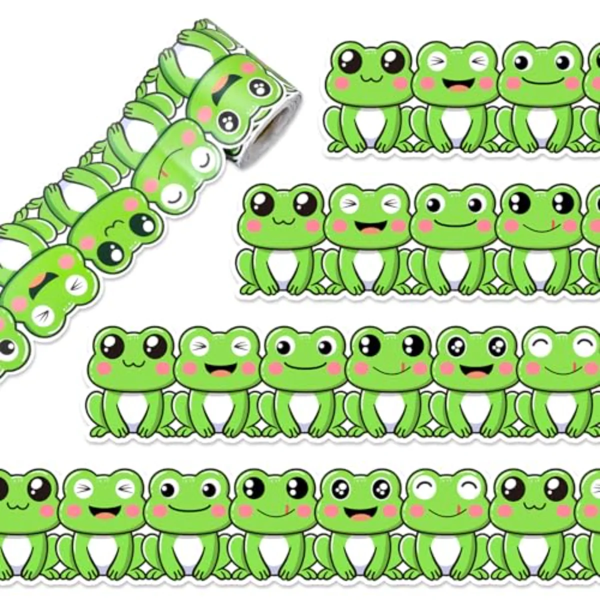 32.8ft Frog Bulletin Board Border Cartoon Green Frog Die-Cut Rolled Border