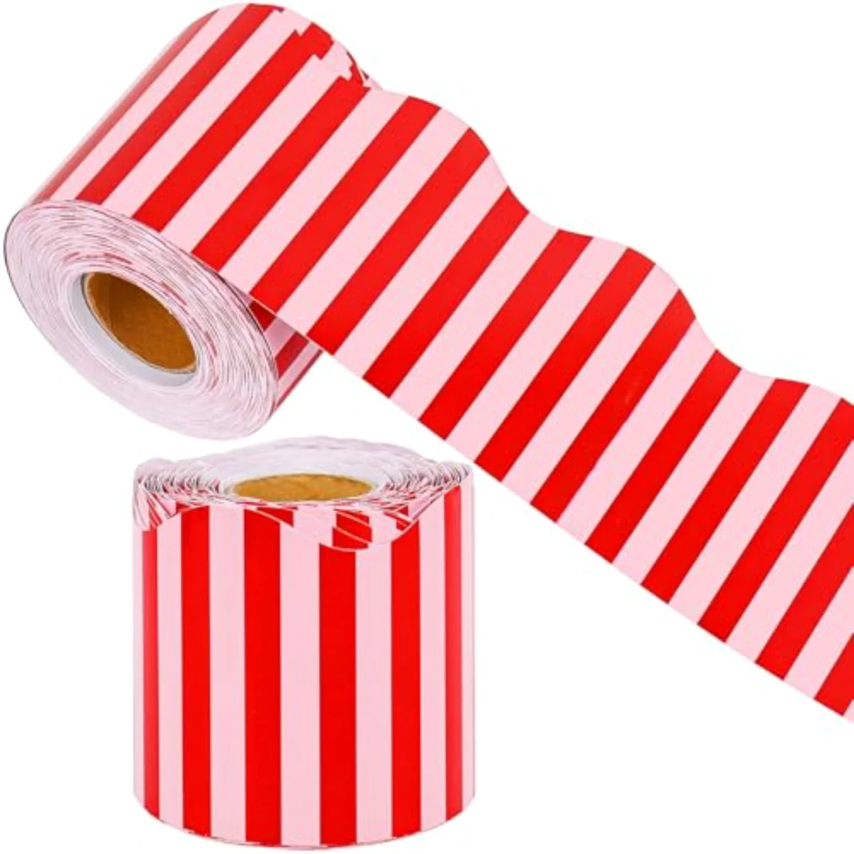 65.6Ft Red Pink Stripe Scalloped Bulletin Board Border Cabana Stripe Die