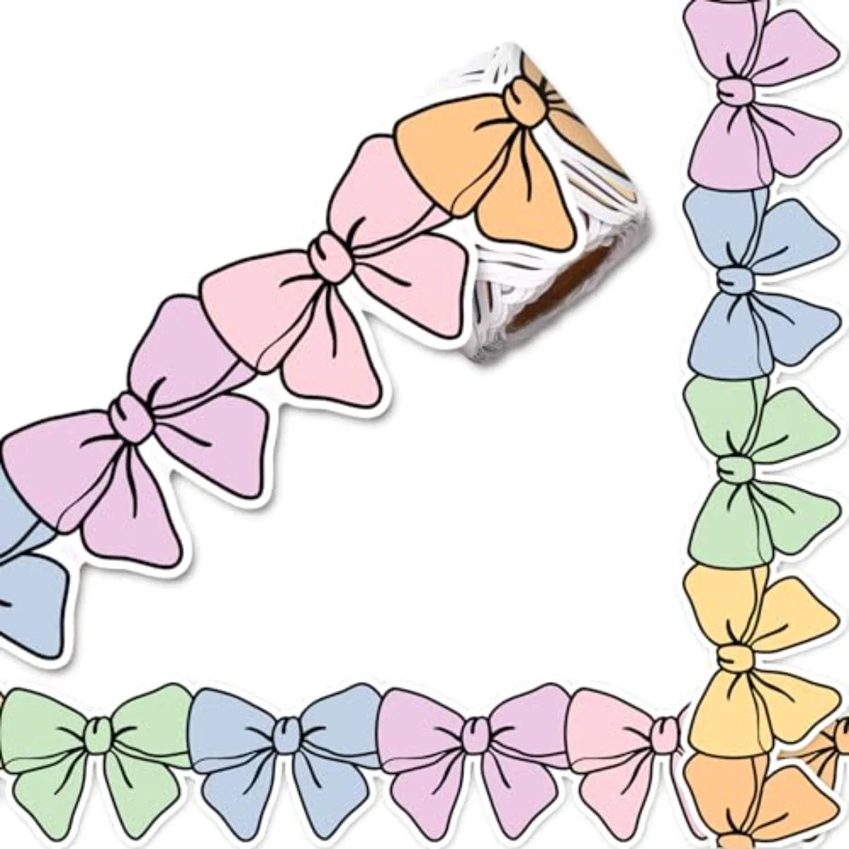 32.8 Ft Colorful Bow Bulletin Board Borders Pastel Color Bow Tie Die-Cut