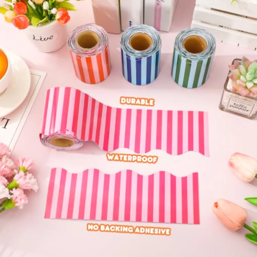 131.2Ft Vibrant Stripe Scalloped Bulletin Board Border, view 3