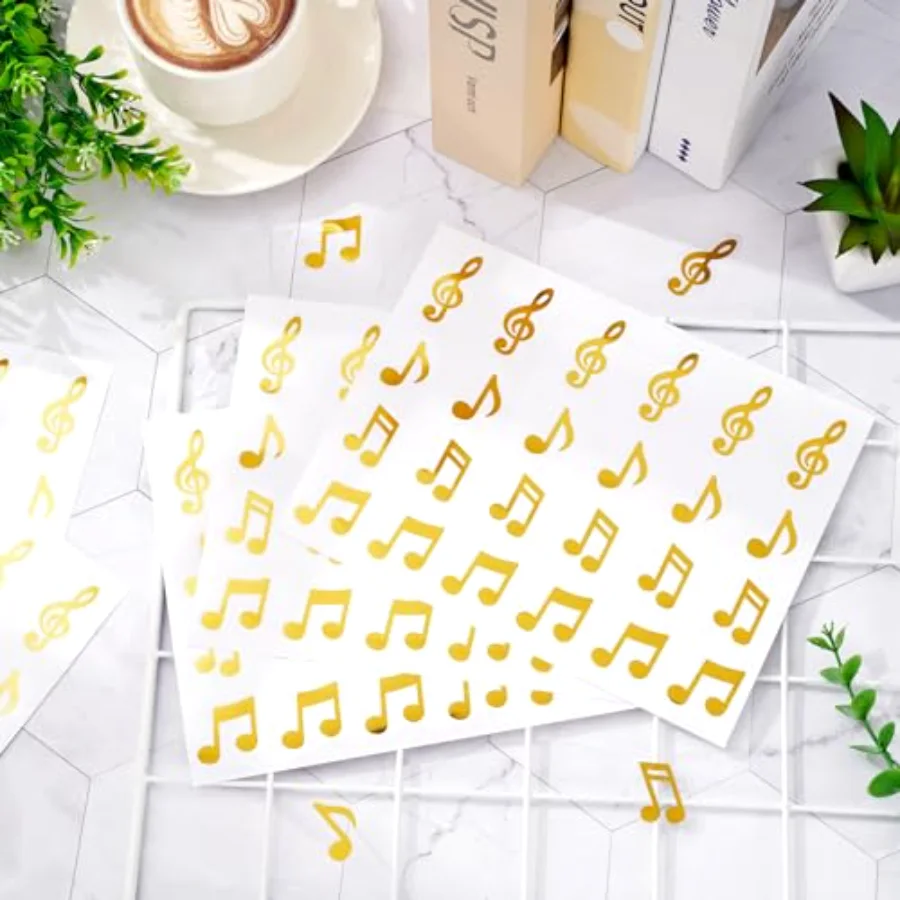 Gold Music Note Stickers Foil Gold Music Teacher Reward Sticker School, view 3