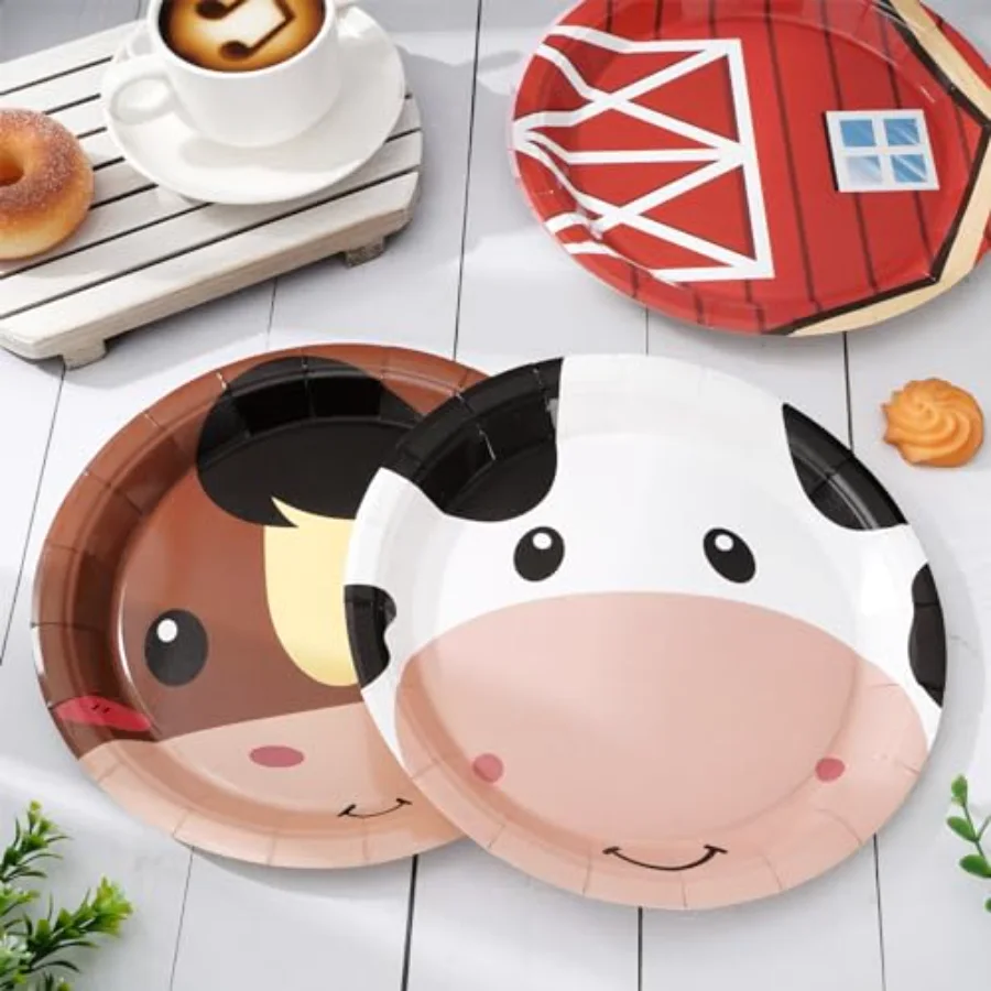 60Pcs Farm Animal Birthday Party Dessert Plates Cock Pig Cow Sheep, view 4